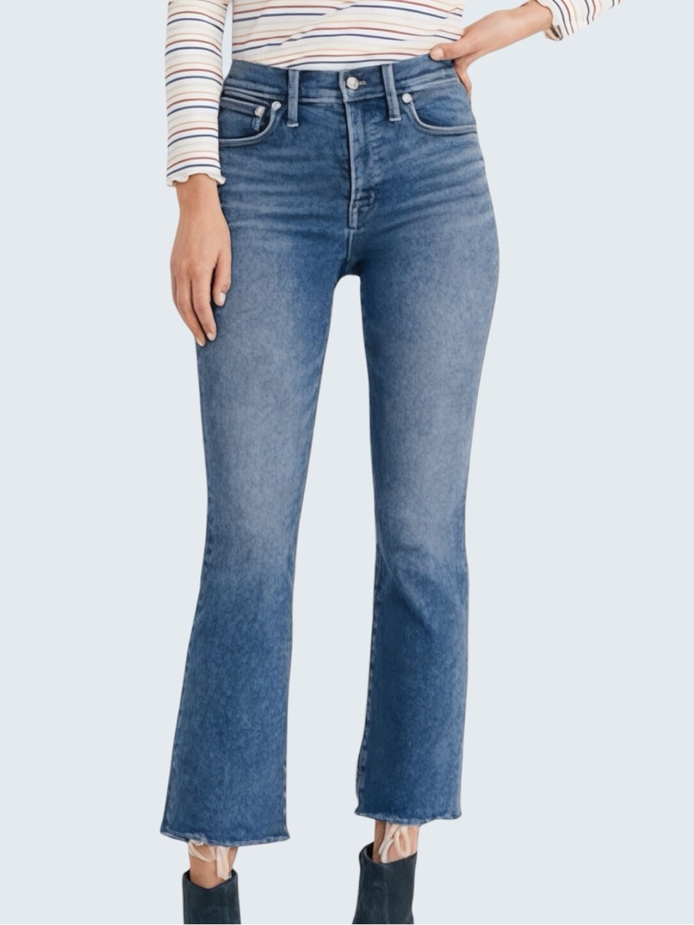 Madewell Cali Demi-Boot Jeans Size 26 High Rise Raw Hem Fleetwood Wash